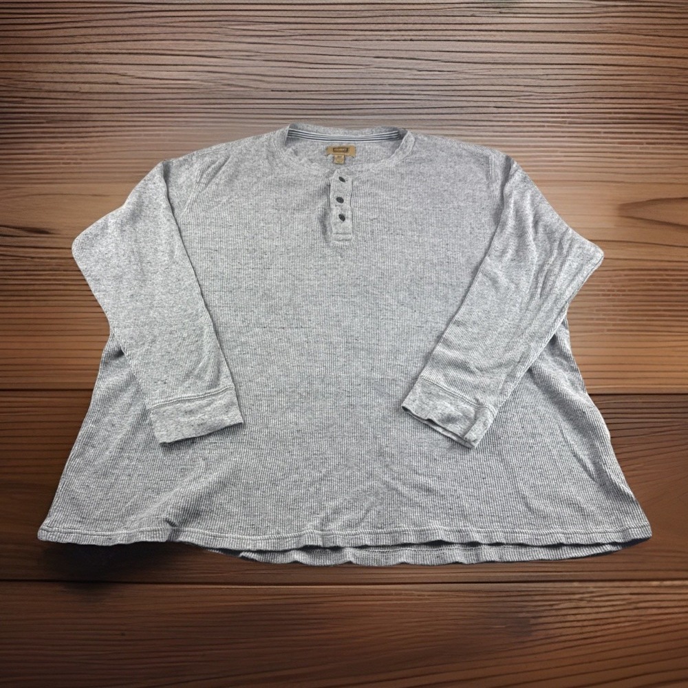 Foundry Supply Waffle Knit Thermal Henley Mens 3XLT Gray Long Sleeve Pullover
